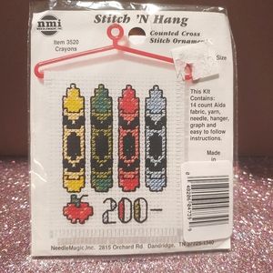 nmi 3520 Crayons Cross Stitch Kit nmi Stitch 'N Hang Vintage Teacher